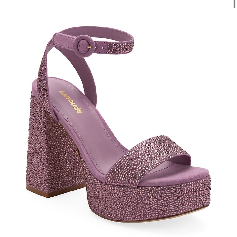Larroudé Dolly Crystal-Embellished Platform in Lavender